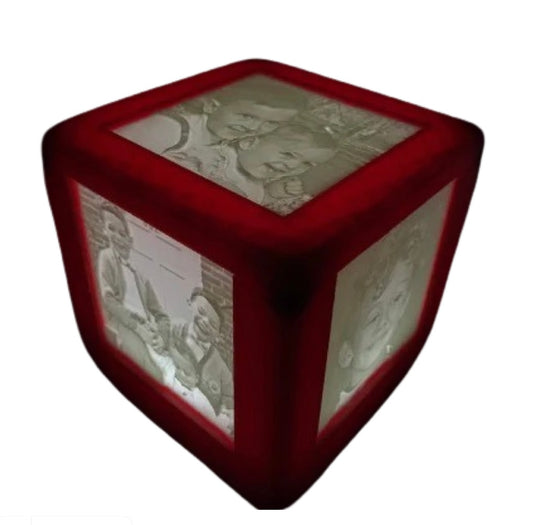 Lithophane 3D Printed Lighted Photo Cube