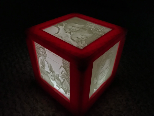 Lithophane 3D Printed Lighted Photo Cube