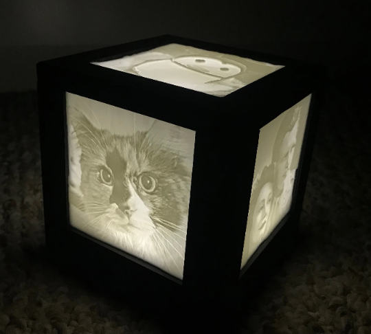 Lithophane 3D Printed Lighted Photo Cube